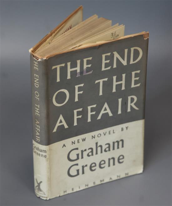 Greene, Graham - The End of The Affair, 1st edition, 8vo, with d.j., [Times Book Club binding], browned and chipped